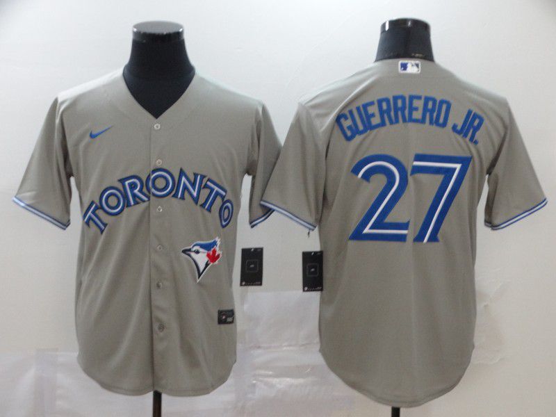 Men Toronto Blue Jays #27 Guerrero jr Grey Game MLB Jerseys->boston red sox->MLB Jersey